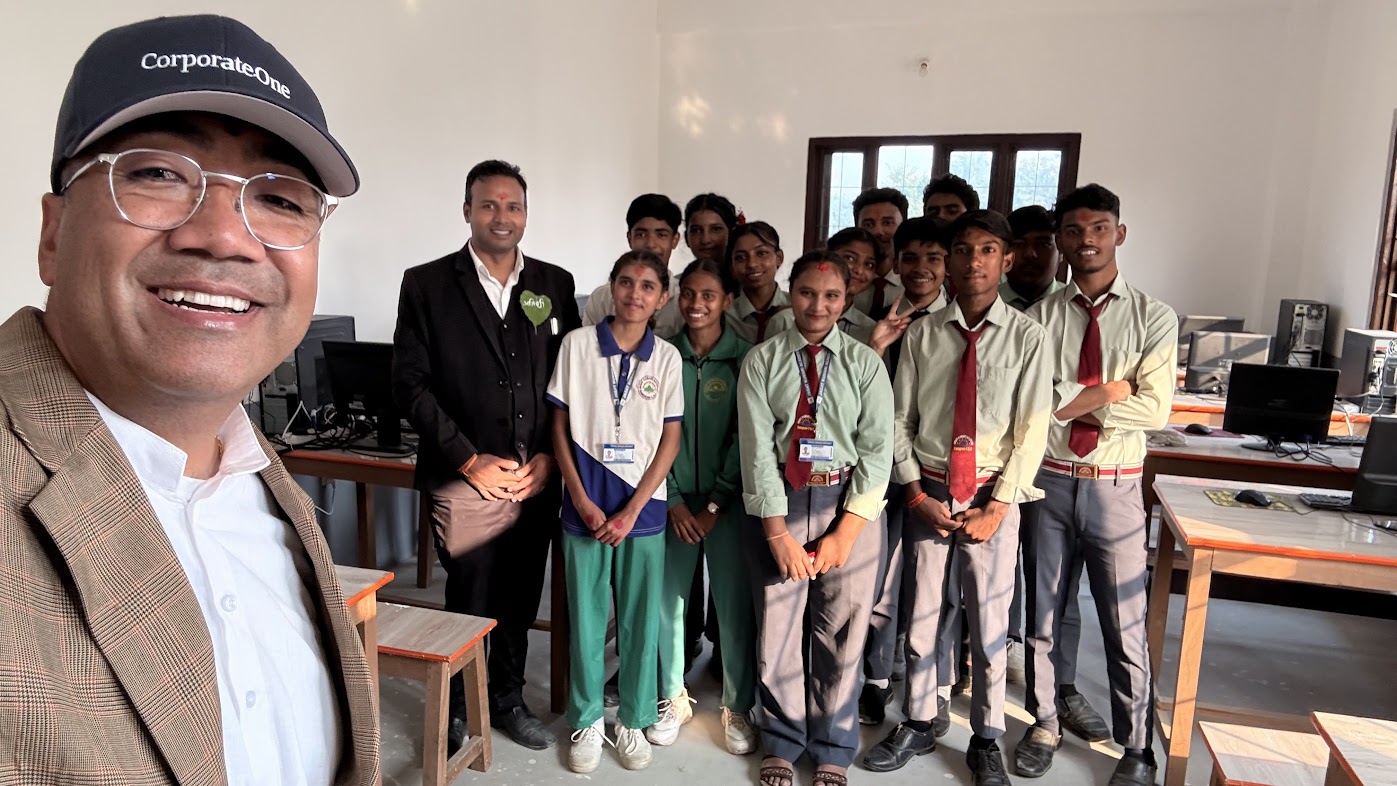 Prashanta with Jagat Kumari Academy students